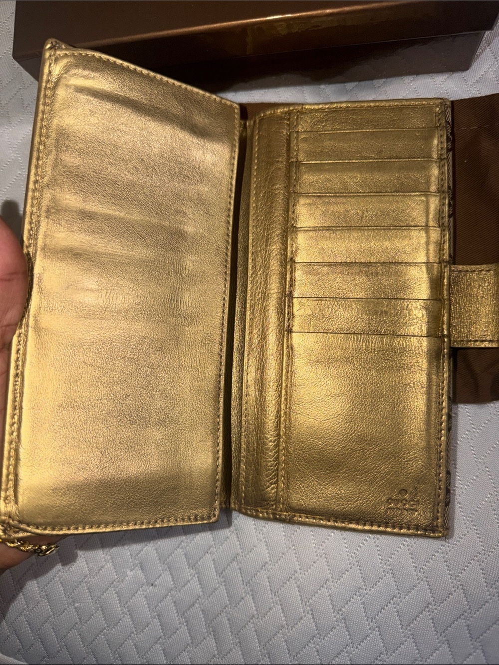 Gucci Brown GG Monogram Continental Wallet with Gold Trim - Picture 3 of 5
